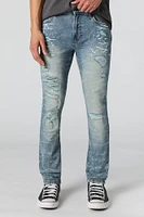 Medium Wash Stretch Distressed Skinny Jean