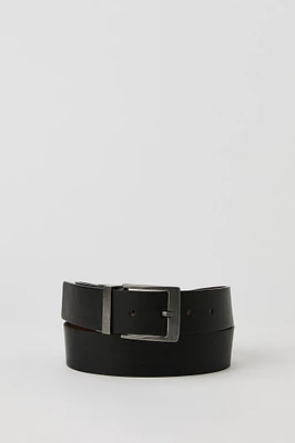 Ceinture en similicuir réversible noire et brune