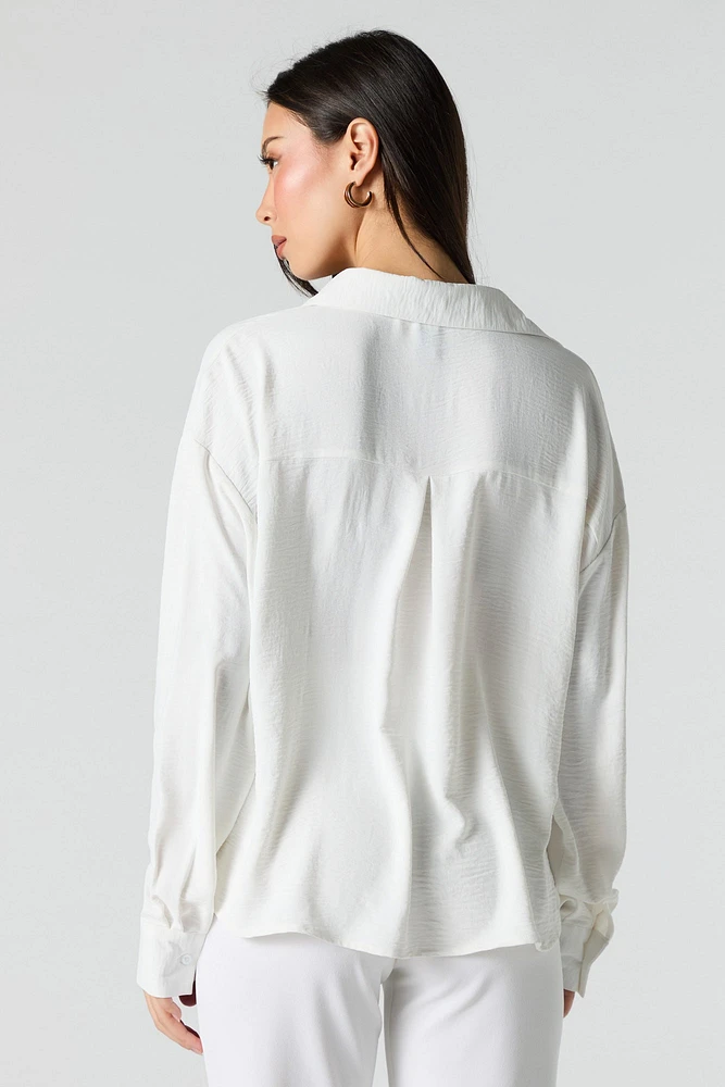 Flowy Long Sleeve Button-Up Top