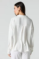 Flowy Long Sleeve Button-Up Top