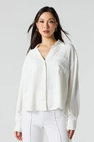 Flowy Long Sleeve Button-Up Top