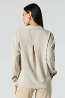 Flowy Long Sleeve Button-Up Top