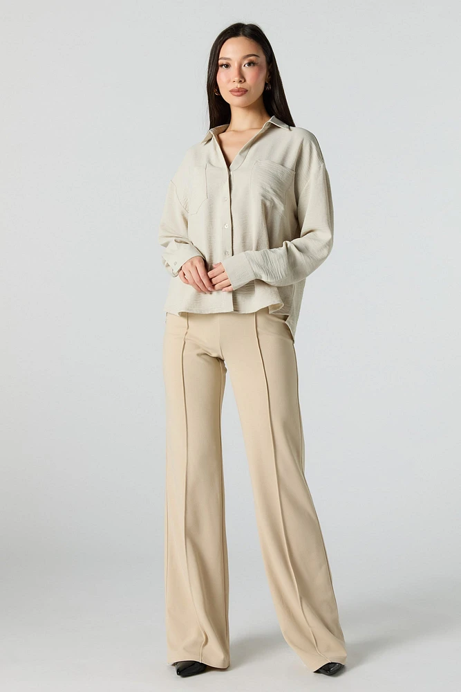 Flowy Long Sleeve Button-Up Top