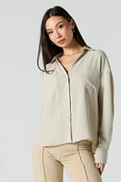 Flowy Long Sleeve Button-Up Top