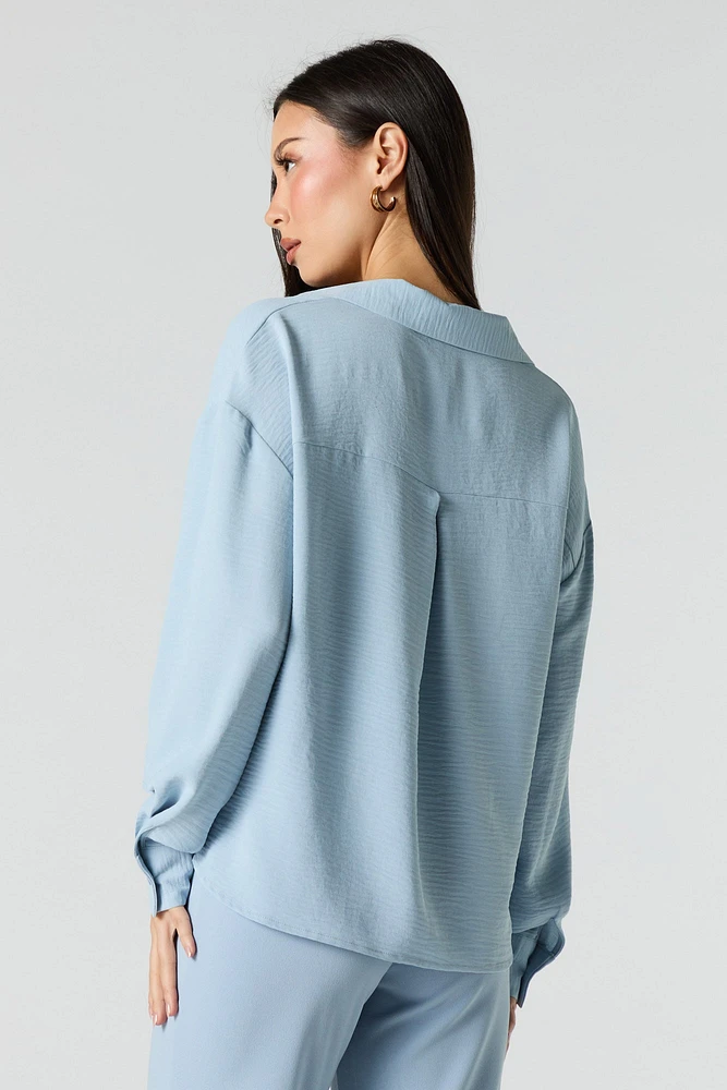Flowy Long Sleeve Button-Up Top
