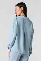Flowy Long Sleeve Button-Up Top