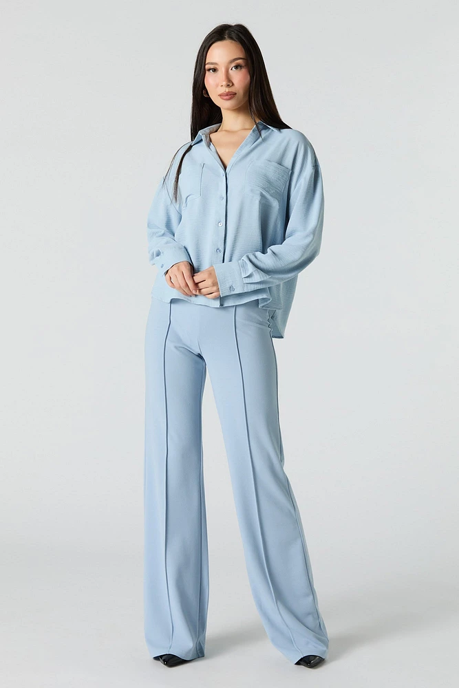 Flowy Long Sleeve Button-Up Top