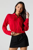 Zip-Up Collared Long Sleeve Top