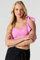 Bow Strap Lace-Up Cropped Corset Top