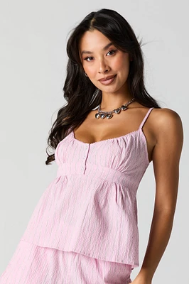 Camisole texturée rayée à encolure dégagée