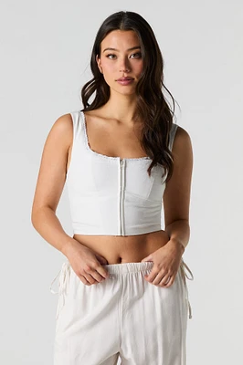Débardeur-corset en mélange de lin avec fermeture à glissière