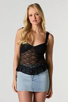 Lace Ruffle Sweetheart Tank