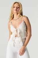 Lace Tie Front Flyaway Tank