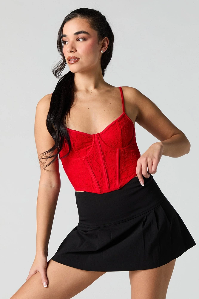 Lace Lace-Up Back Corset Top