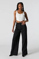 Lace Trim Hook and Eye Corset Top