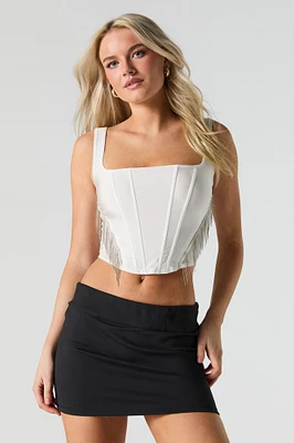 Haut corset perlé à franges
