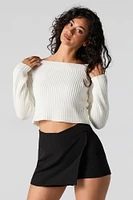 Ribbed Knit Boat Neck Sweater