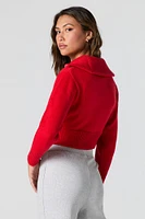 Ribbed Knit Quarter Zip Cropped Sweater