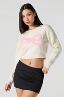 Chandail court en tricot côtelé avec motif brod