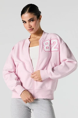 Blouson d'aviateur en molleton à broderie sergé