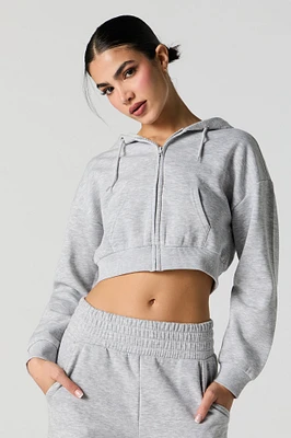 Active Cropped Zip-Up Fleece Hoodie