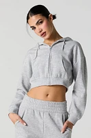 Active Cropped Zip-Up Fleece Hoodie