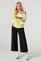 Fleece Cropped Wide Leg Sweatpant