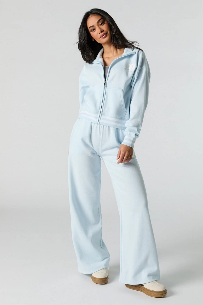 10 Embroidered Fleece Wide Leg Sweatpant