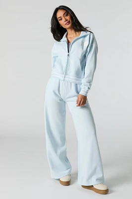 10 Embroidered Fleece Wide Leg Sweatpant