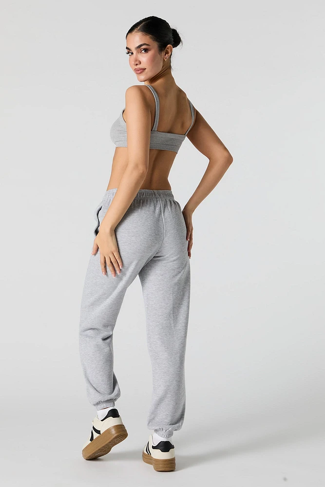 Solid Fleece Cuffed Jogger