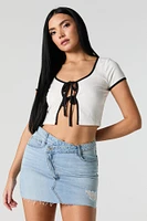 Ribbed Tie Front Crop Top