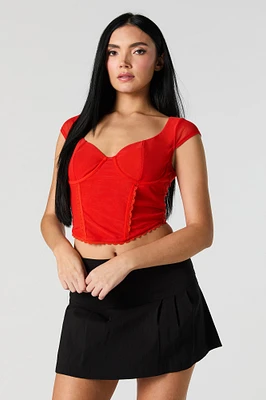 Mesh Cut-Out Back Corset Top