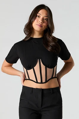 T-shirt corset en filet diaphane
