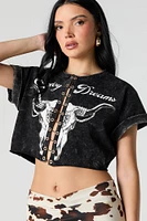 T-shirt délavé à imprimé Country Dreams avec chaîne