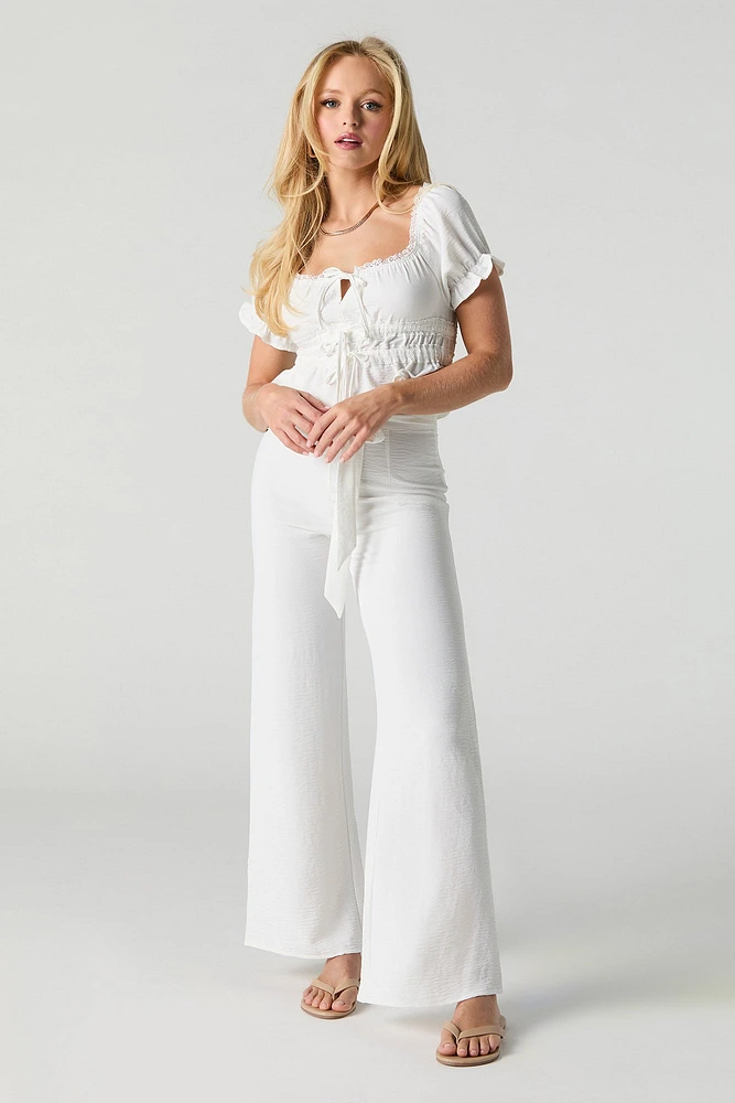 Belted Flowy Straight Leg Pant