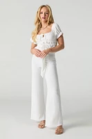 Belted Flowy Straight Leg Pant
