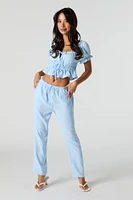 Flowy Drawstring Straight Leg Pant