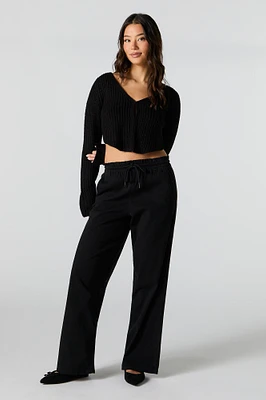 Pantalon à jambe large avec taille coulissante