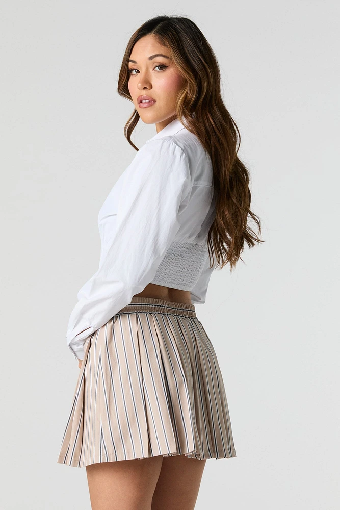 Striped Pleated Mini Skirt