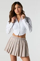 Striped Pleated Mini Skirt