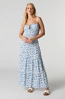 Jupe maxi étagée à taille coulissante