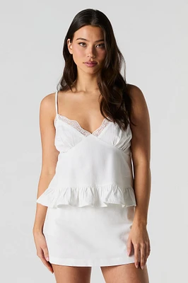 Minijupe-short en mélange de lin