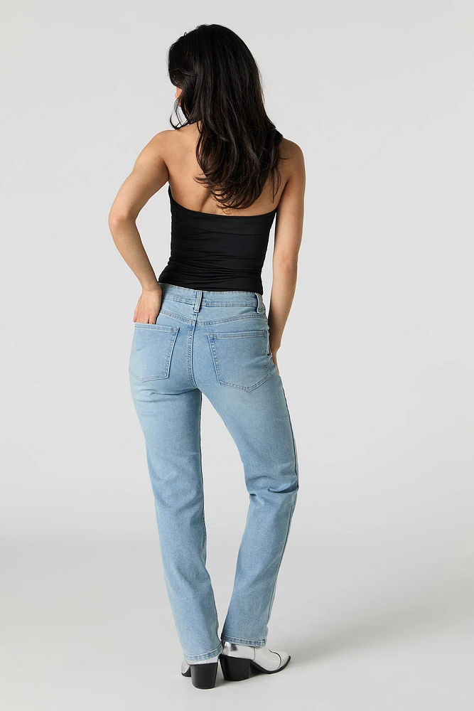 Rhinestone Fringe Pocket Straight Leg Jean