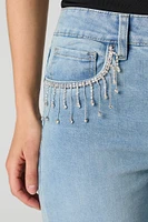 Rhinestone Fringe Pocket Straight Leg Jean