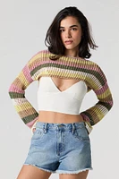 Elastic Waist Frayed Denim Short