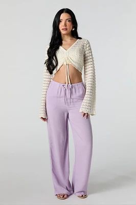 Pantalon à jambe large avec taille coulissante