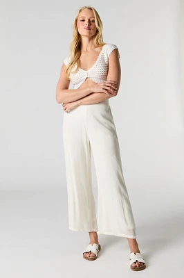 Pantalon écourté fluide à jambe large