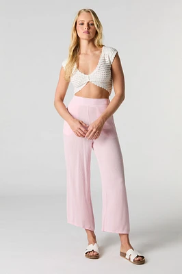 Pantalon écourté fluide à jambe large