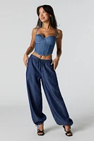 Jogger ample en denim à taille coulissante