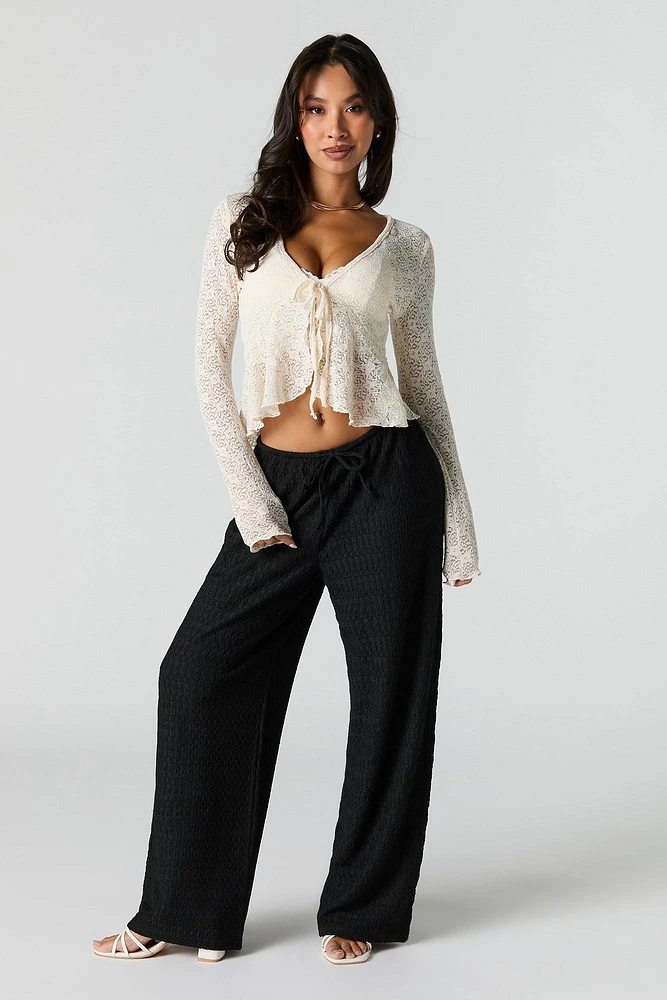 Pantalon en tricot texturé à jambe large